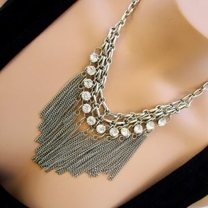 fabulous Romeo & Juliet Couture necklace with chain tassels and rhinestones
